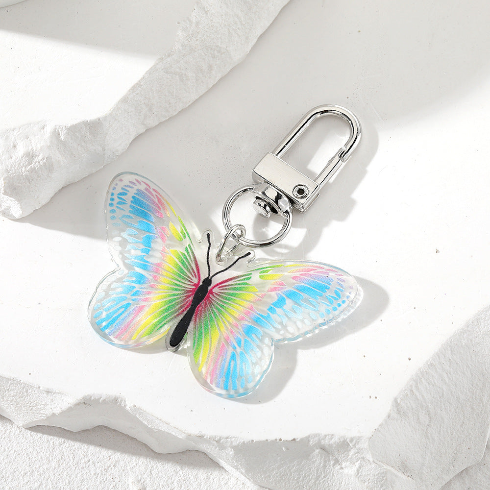Wholesale 5pcs/pack Acrylic Colored Butterfly Keychain